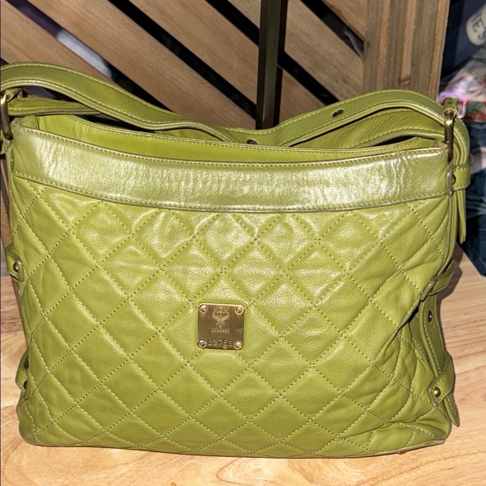 MCM Vintage Green Quilted Leather convertible Hand to Shoulder Bag - Picture 9 of 13